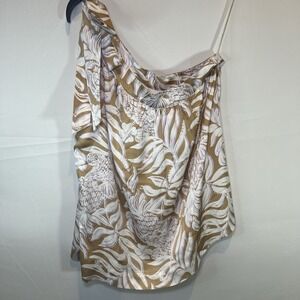 Lilly Pulitzer silk White tan one shoulder tie blouse SIZE 4 NWT